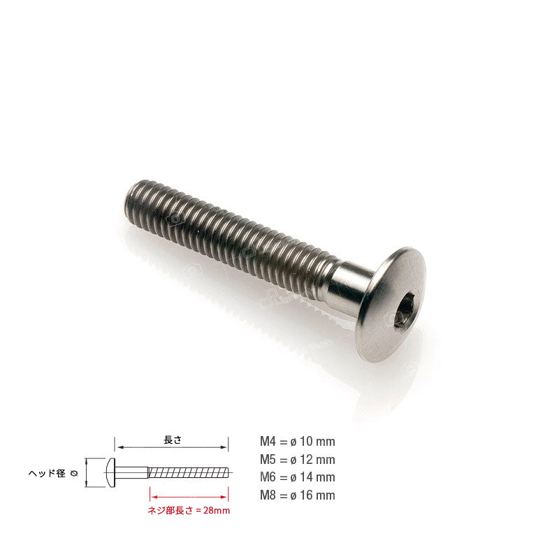 LighTech - チタン製 (グレード5) スモールヘッド ボタンボルト M4 / M5 / M6 / M8